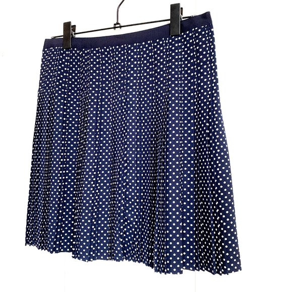 J. Crew Dresses & Skirts - J.CREW pleated navy blue skirt white polka dots 6